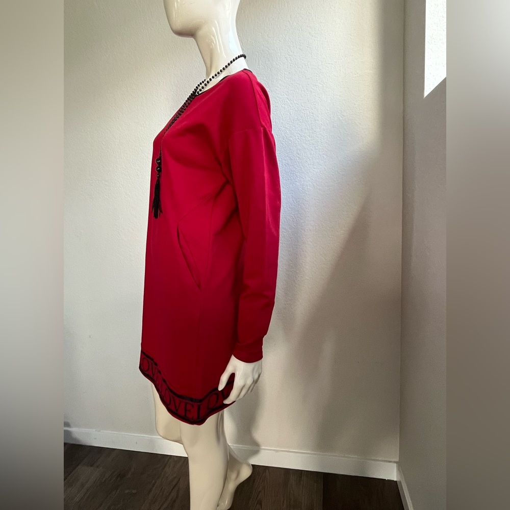 Soho Red Sheath Dress with Dolman Sleeves - Picture 4 of 5
